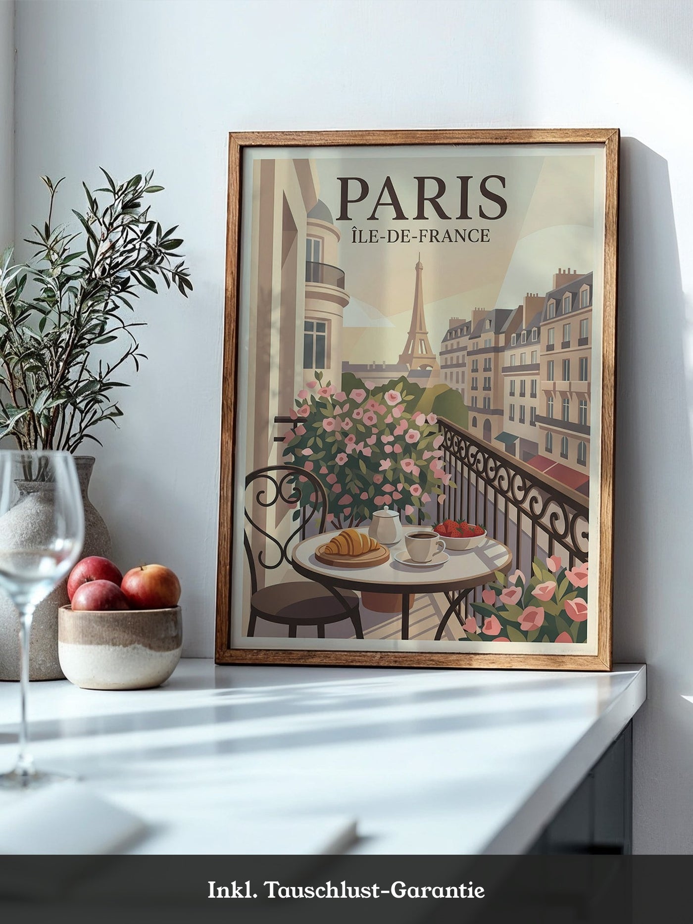 Paris Frühstück Balkon Pastell