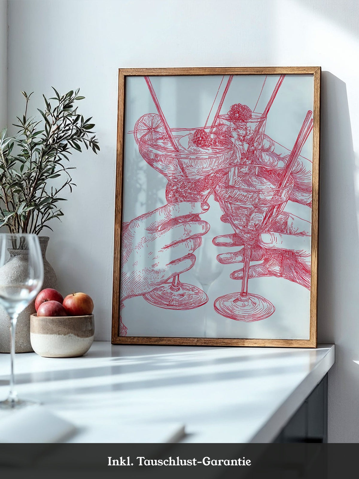 Cocktailzeichnung Rote Linie