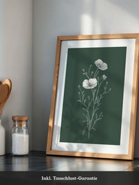 Mohnblumen minimalistisch grün