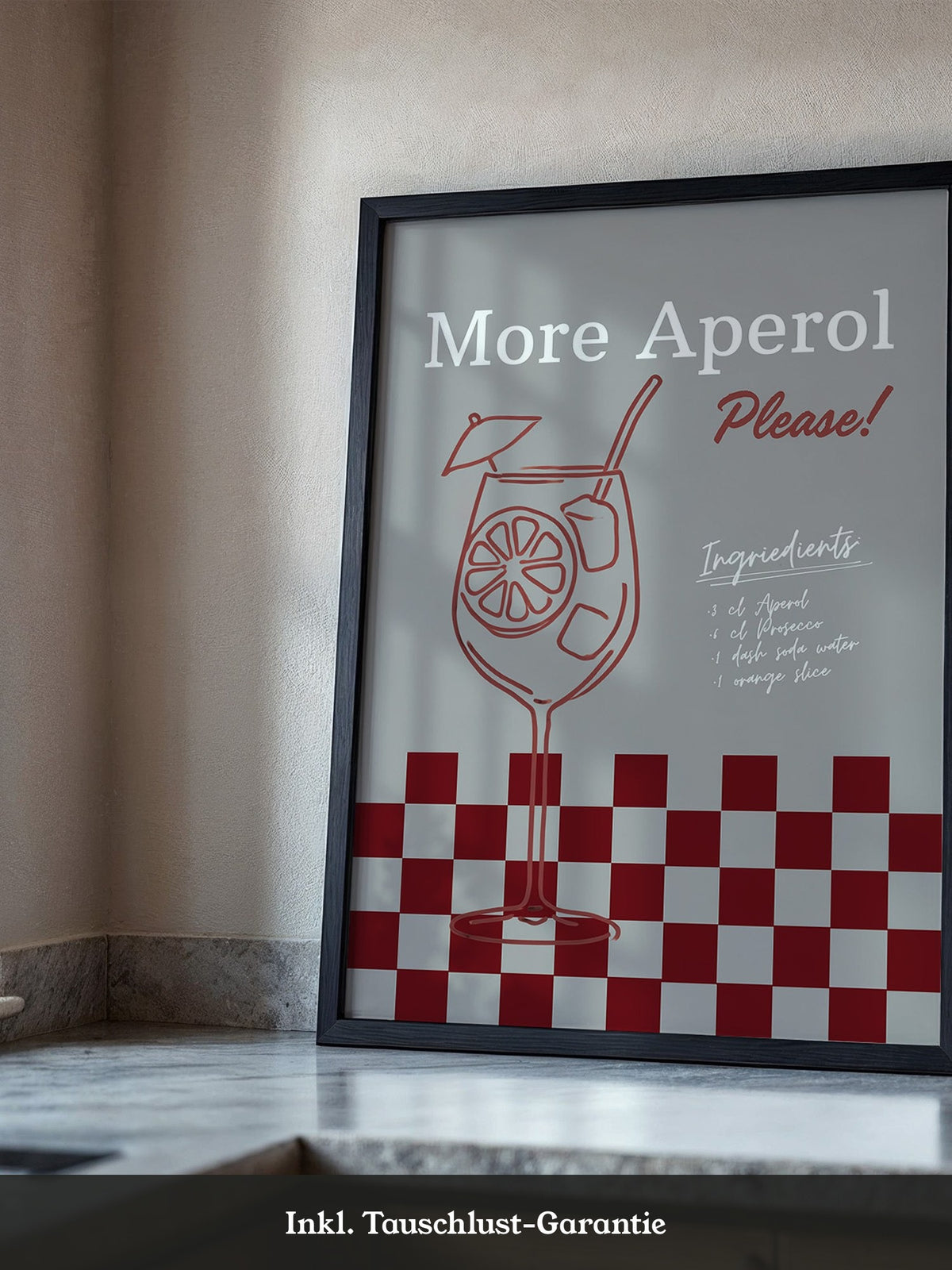 Aperol Drink rot-weiß Minimalismus