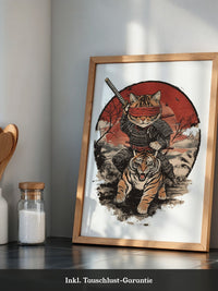 Katzen-Ninja auf Tiger Retro Japan