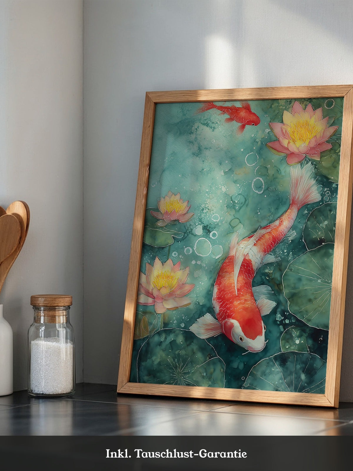 Koi im Teich Aquarell-Look