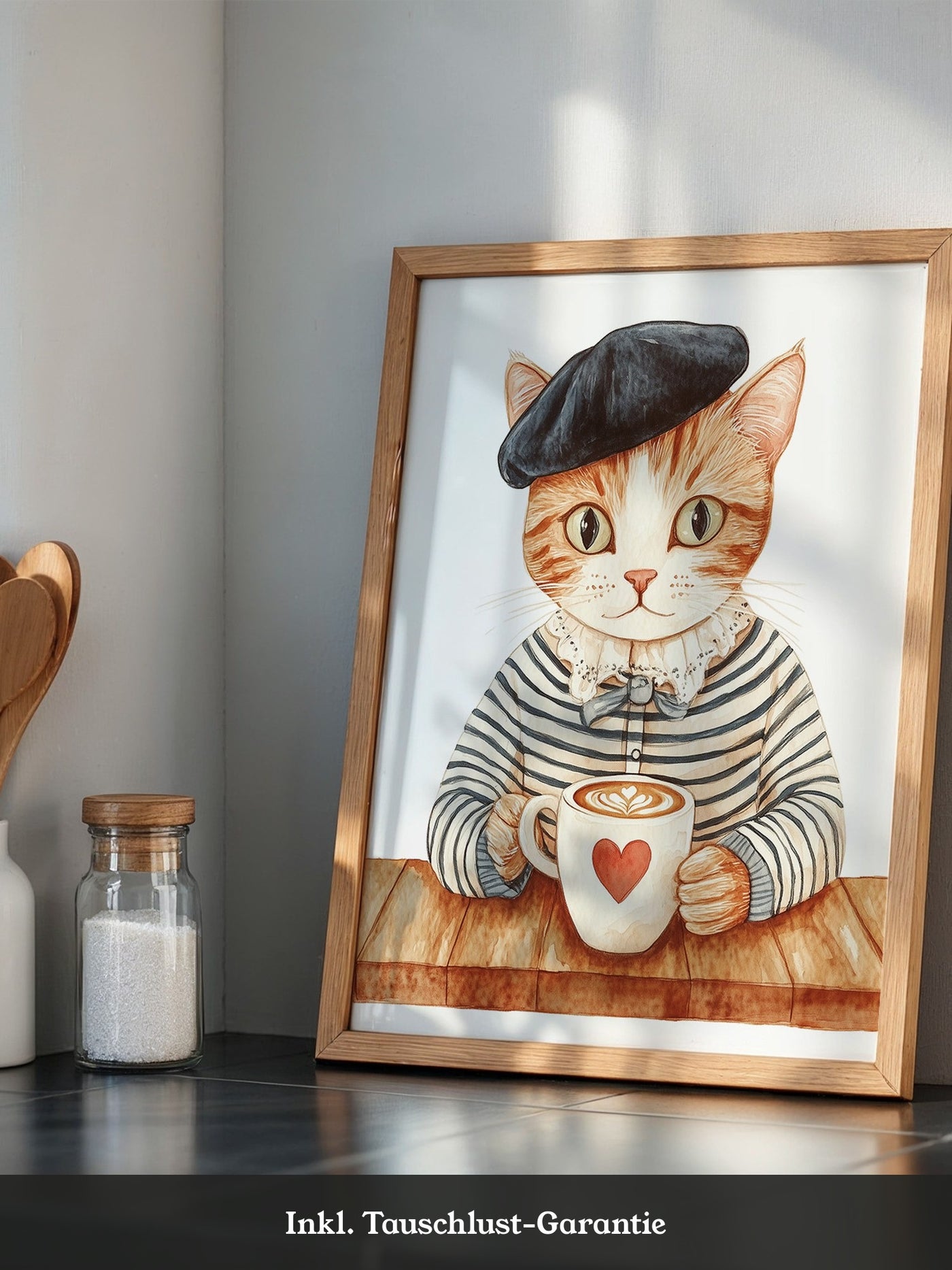 Katzen Barista Herzmuster Vintage