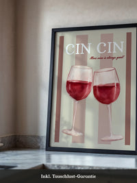Weingläser Aquarell Prost Retro