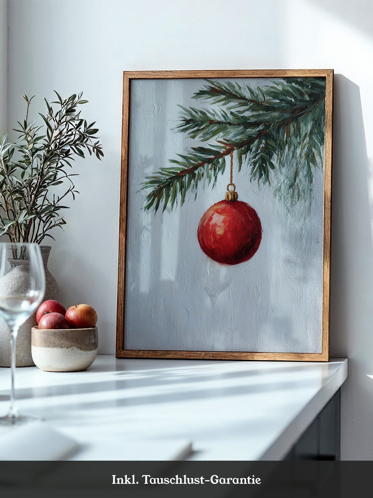 Weihnachtskugel Tannenzweig Malerei