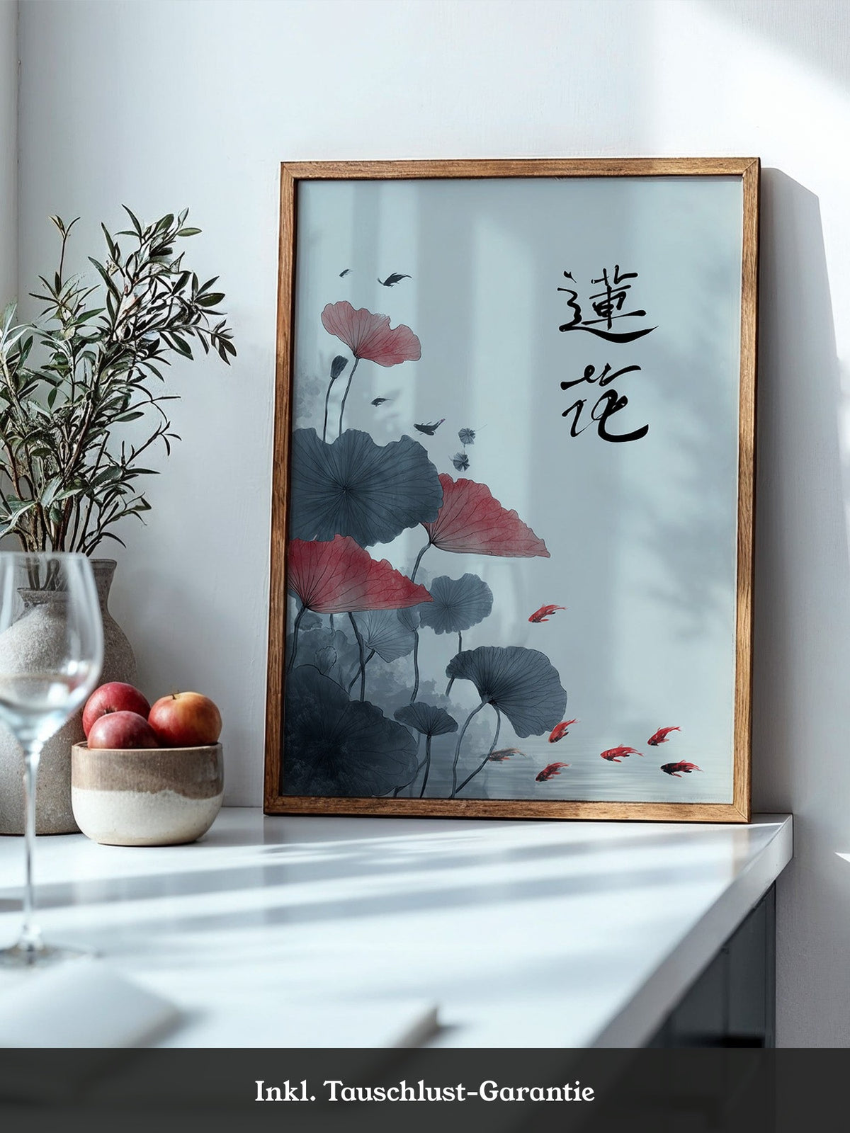 Lotusblüten Koi Aquarellstil
