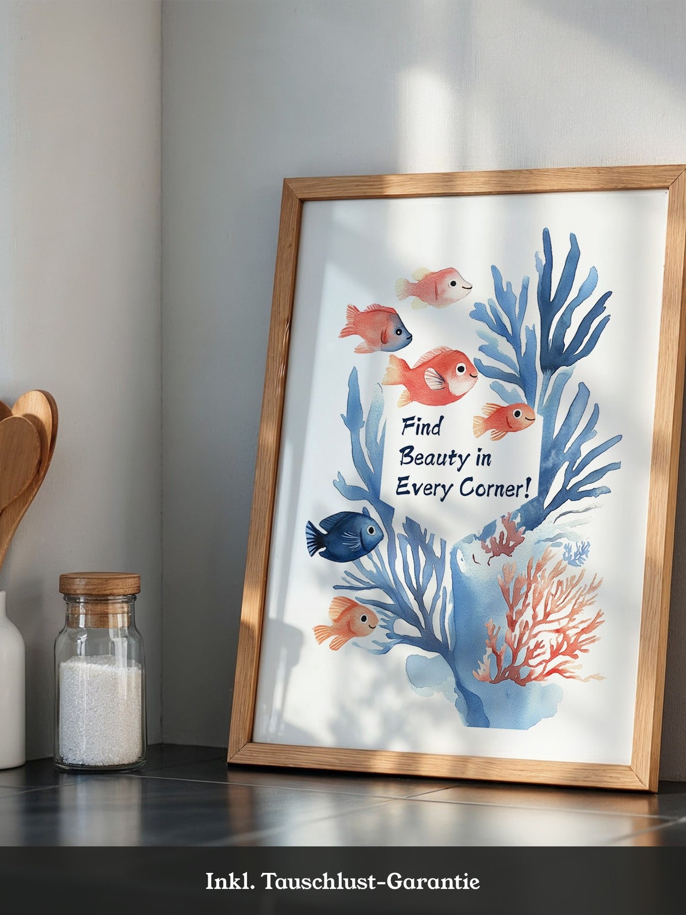 Bunte Fische Aquarell Korallen