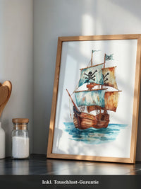 Piratenschiff Aquarell Segel