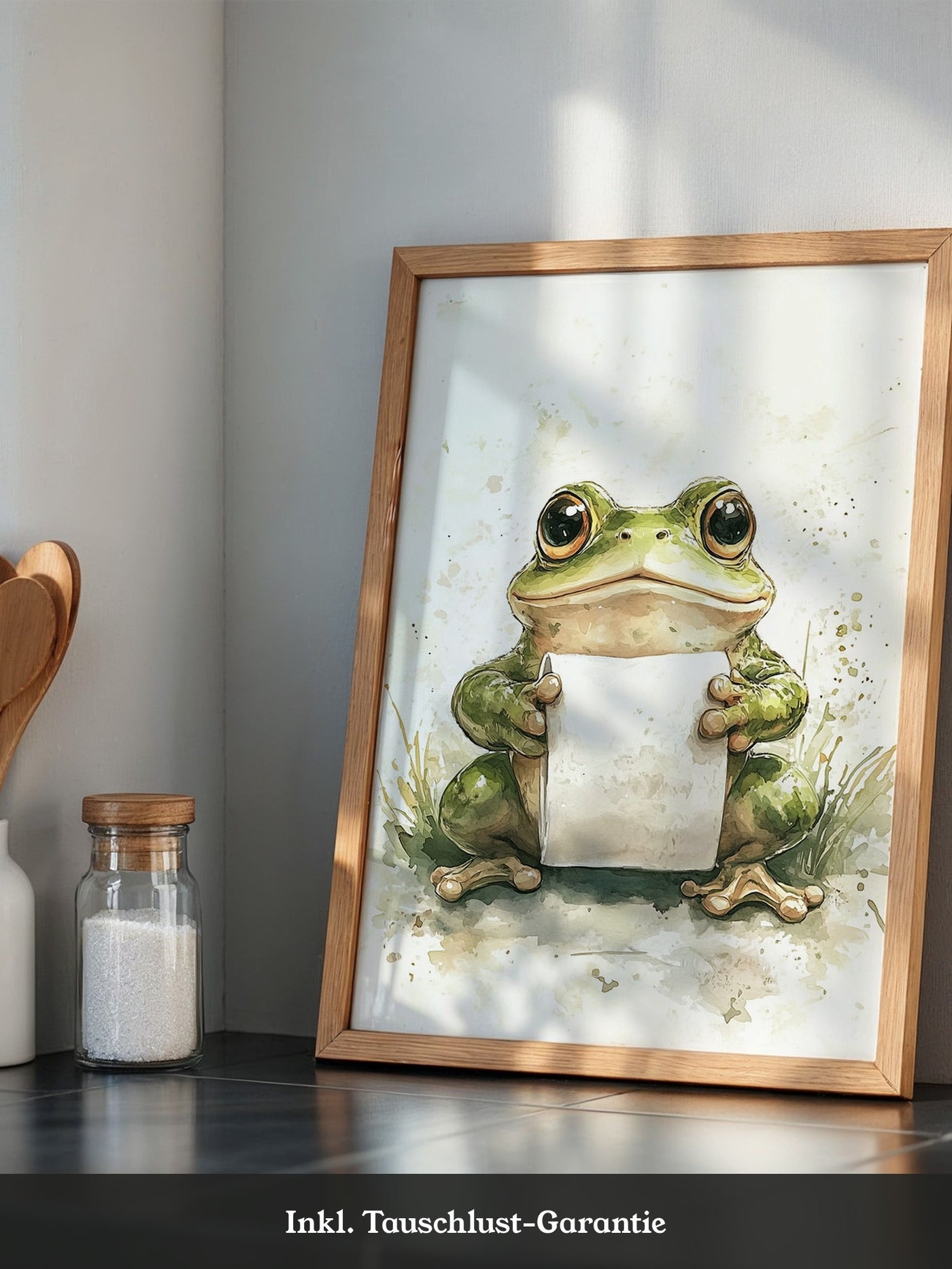 Frosch Aquarell Rollenhältend