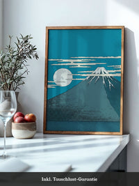 Berg Mond Illustration Türkis