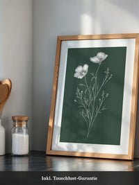 Blumenstrichzeichnung auf Grün
