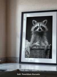 Waschbär Korbschwarzweiß