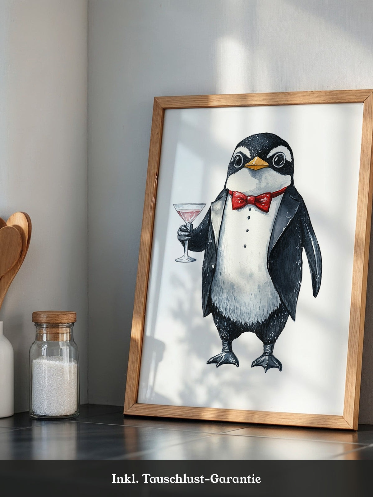 Pinguin Gentleman Aquarell