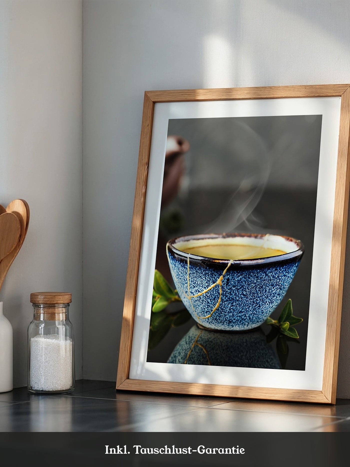 Blau Keramiktasse mit Dampf