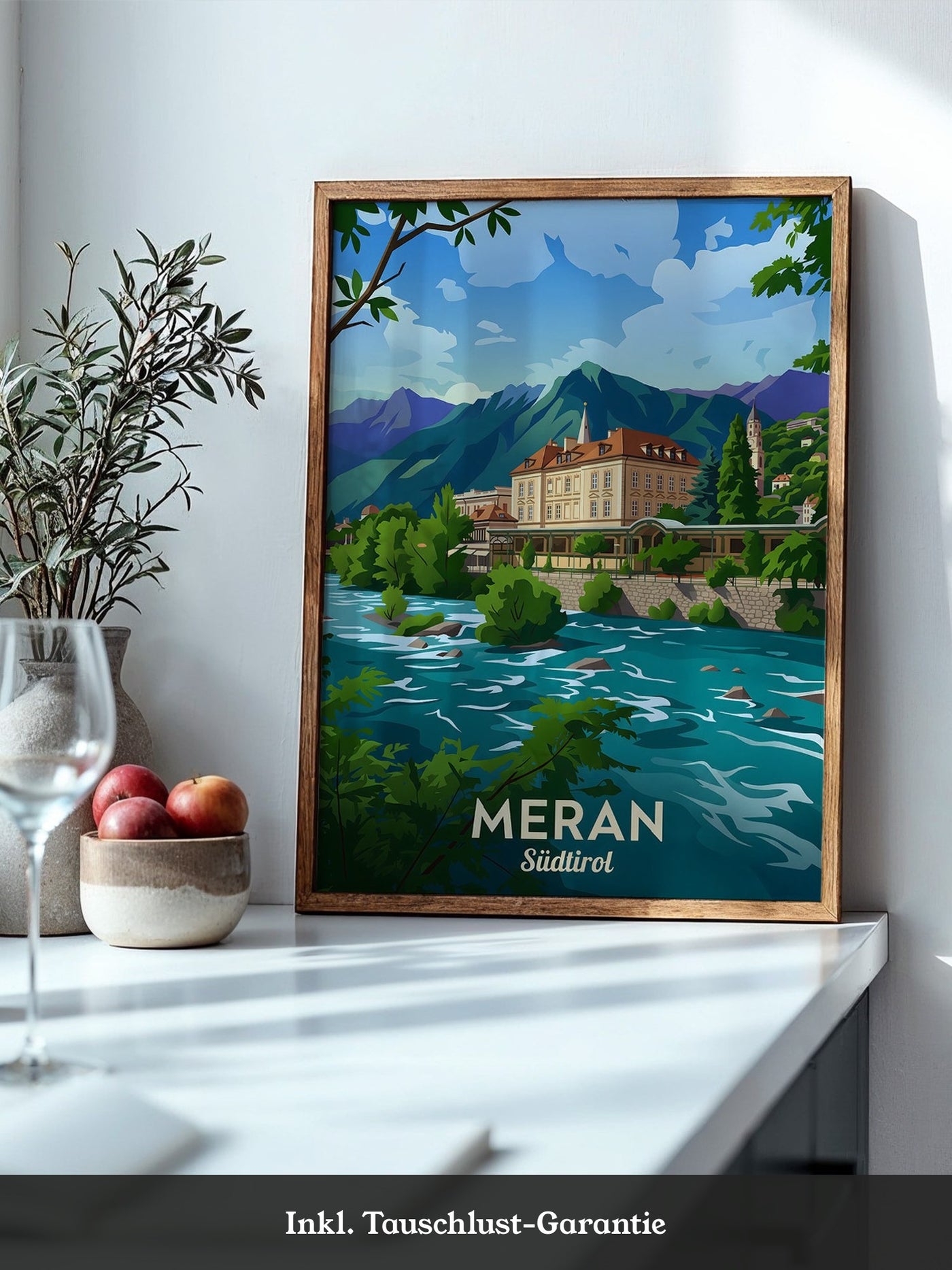 Meran Fluss Alpenszene Malerei
