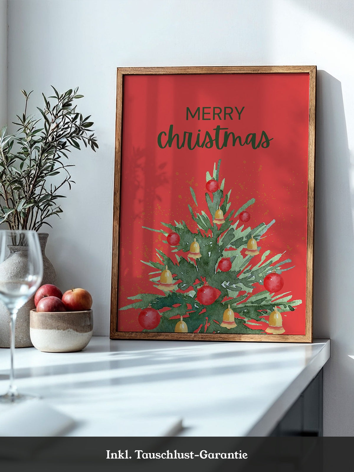 Weihnachtsbaum Aquarell Rot