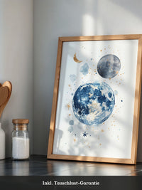 Mond Aquarell Gold Akzente