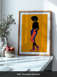 Silhouette Frau leuchtend orange