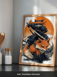 Fuchs Samurai Grafik Retro Hemiszenerie