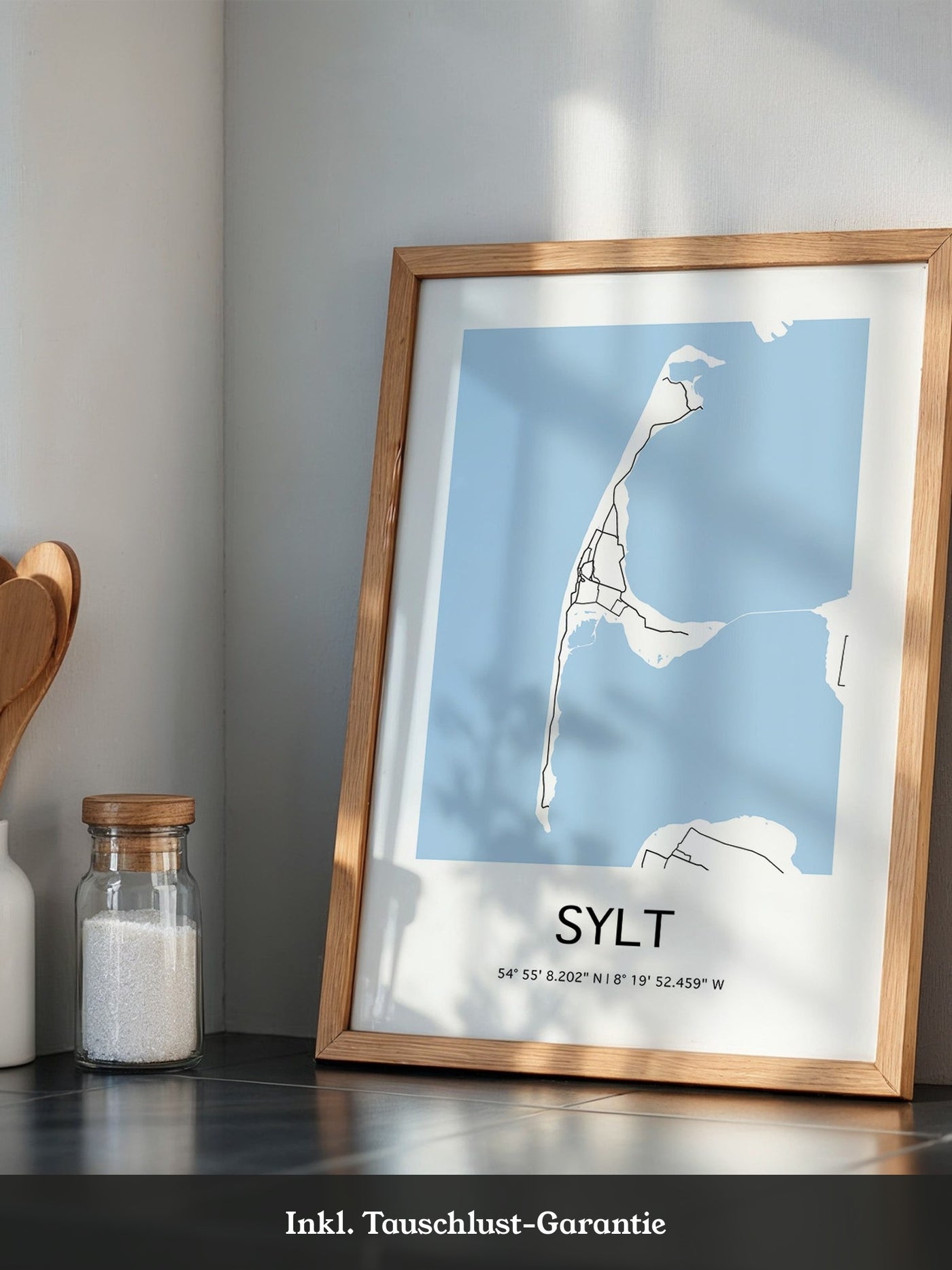 Sylt Karte – Minimalistische Wandkunst mit Koordinaten