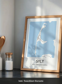 Sylt Karte – Minimalistische Wandkunst mit Koordinaten