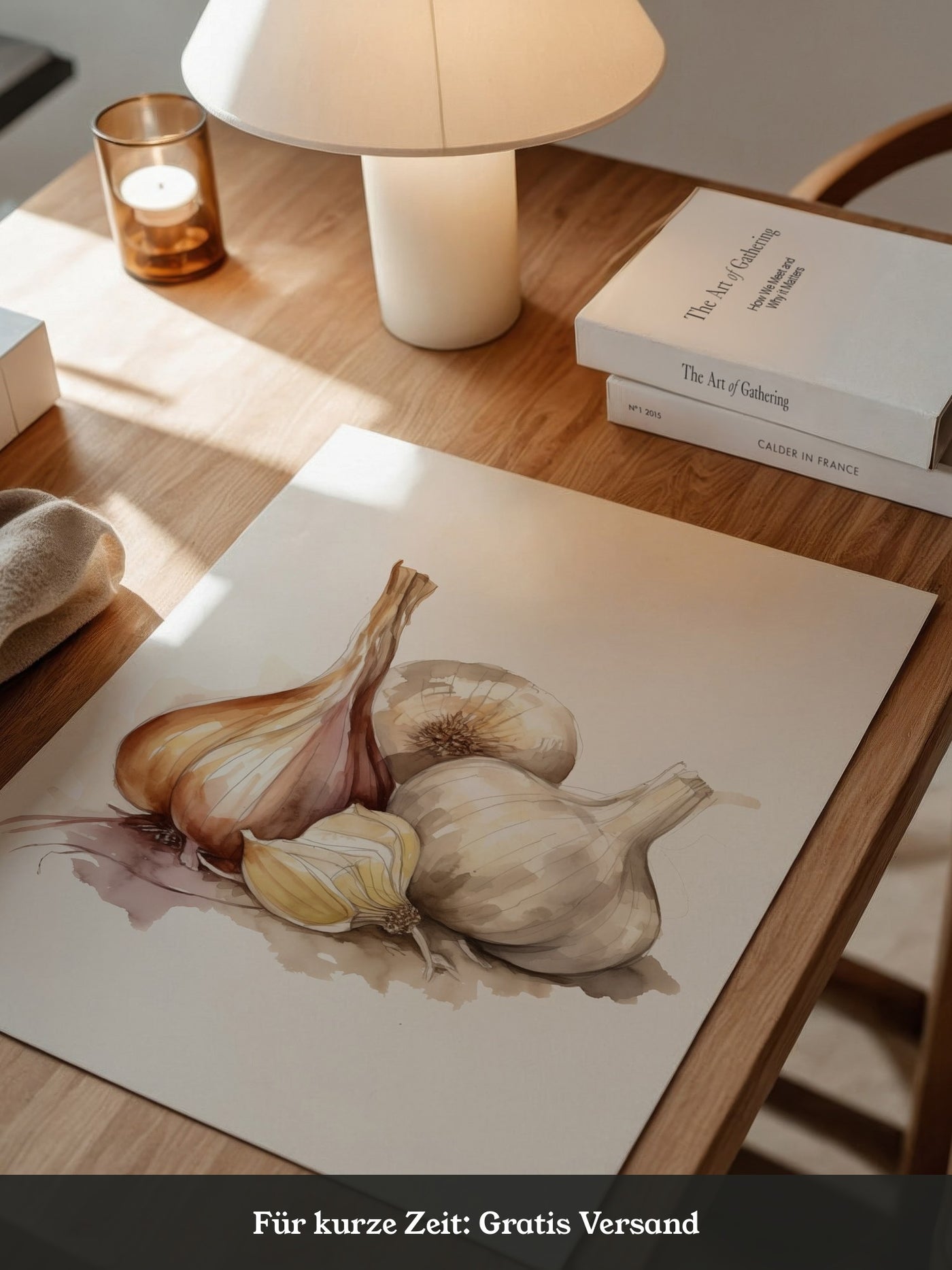 Zwiebeln und Knoblauch Aquarell