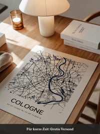 Köln Stadtplan Blau Linien