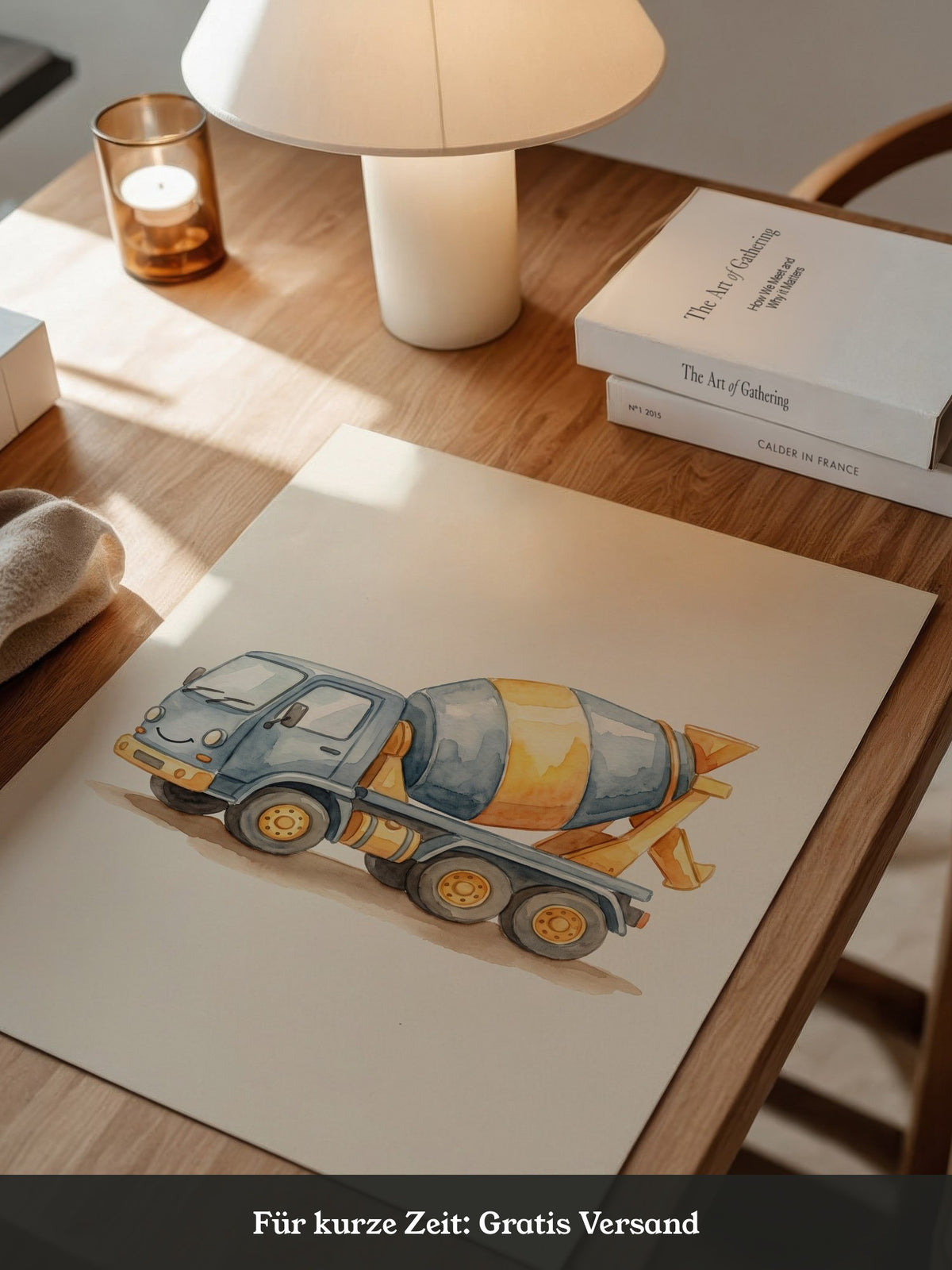 Betonmischer Aquarell Lächeln