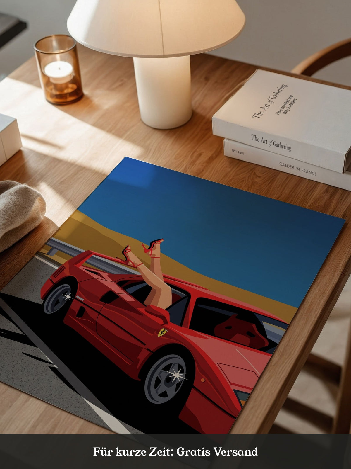 Roter Sportwagen Frau Retro