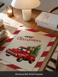 Roter Weihnachtswagen Aquarell