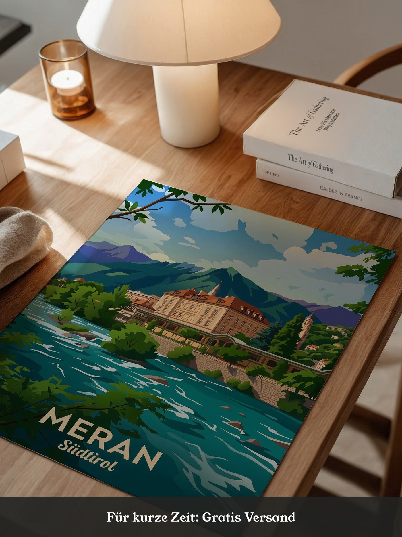 Meran Fluss Alpenszene Malerei