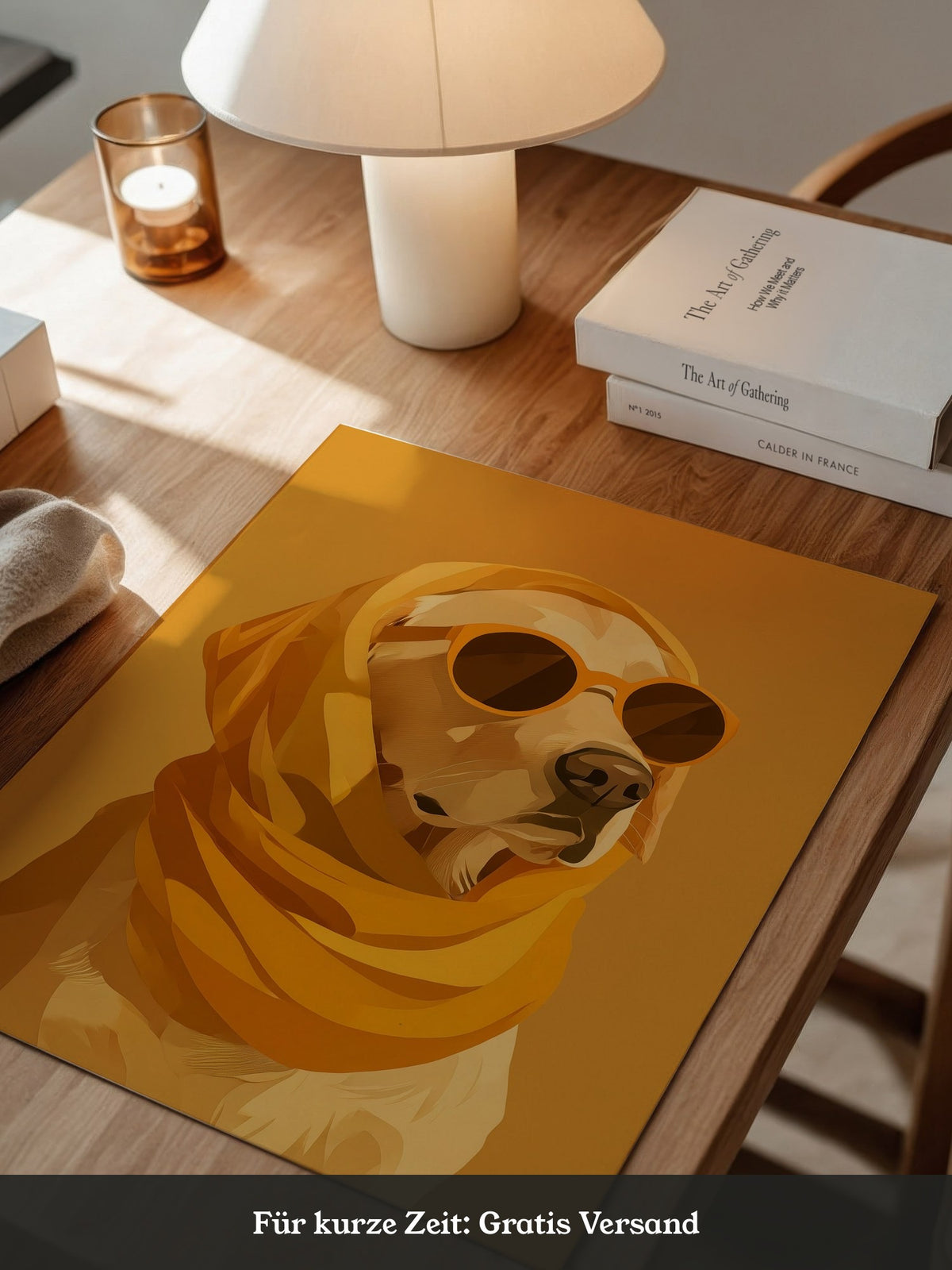 Hund mit Sonnenbrille Retro-Design