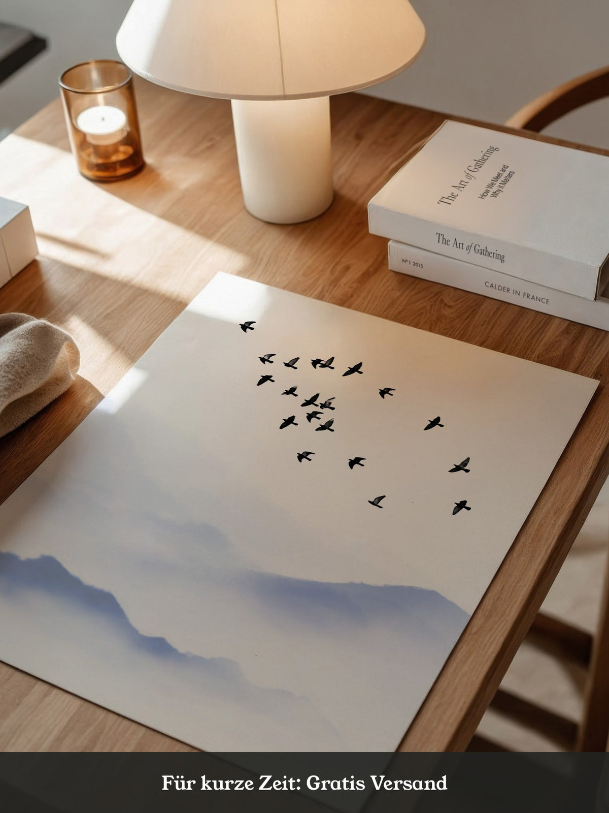 Vogelzug Nebel Aquarell