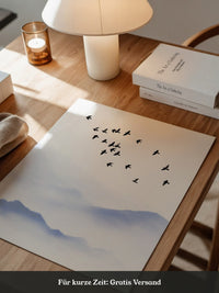 Vogelzug Nebel Aquarell