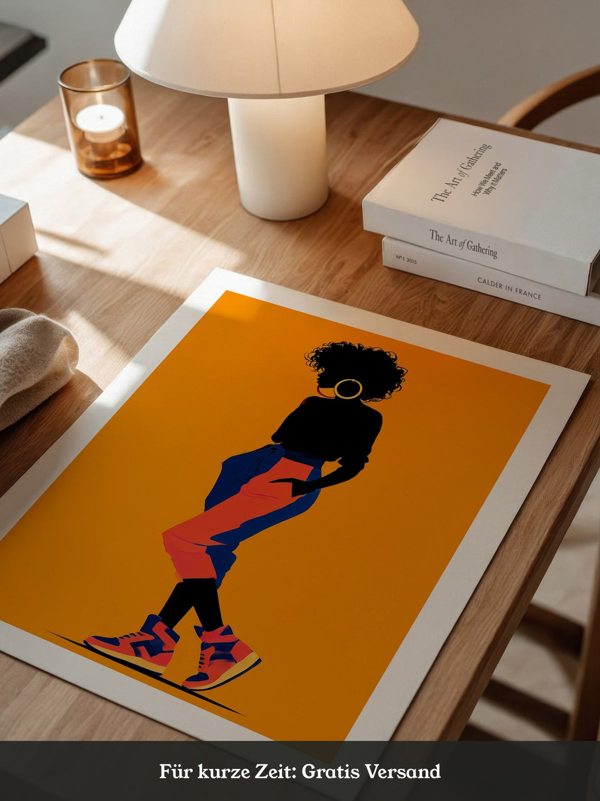 Silhouette Frau leuchtend orange