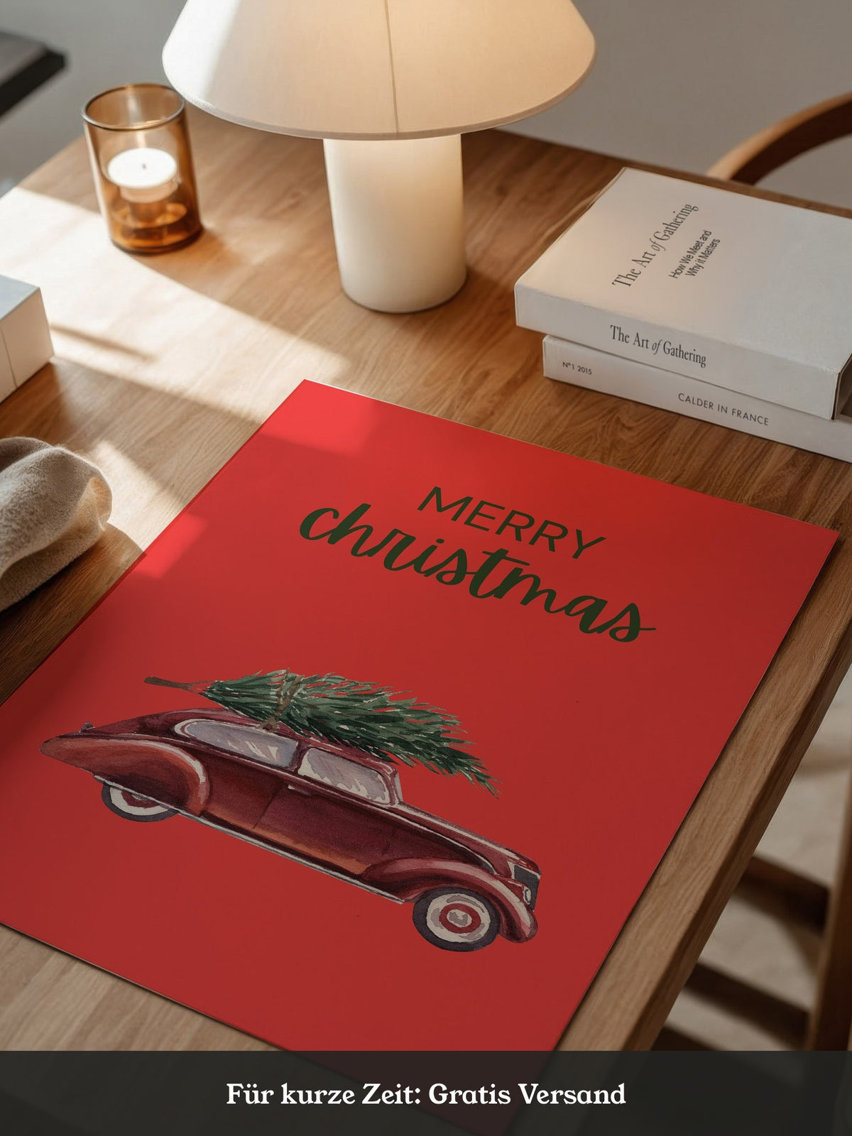 Auto mit Tannenbaum Rot