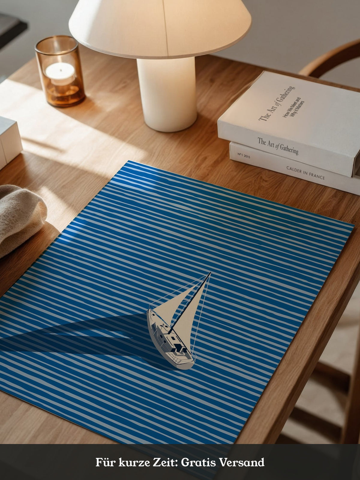 Segelboot Blaue Linien Schatten