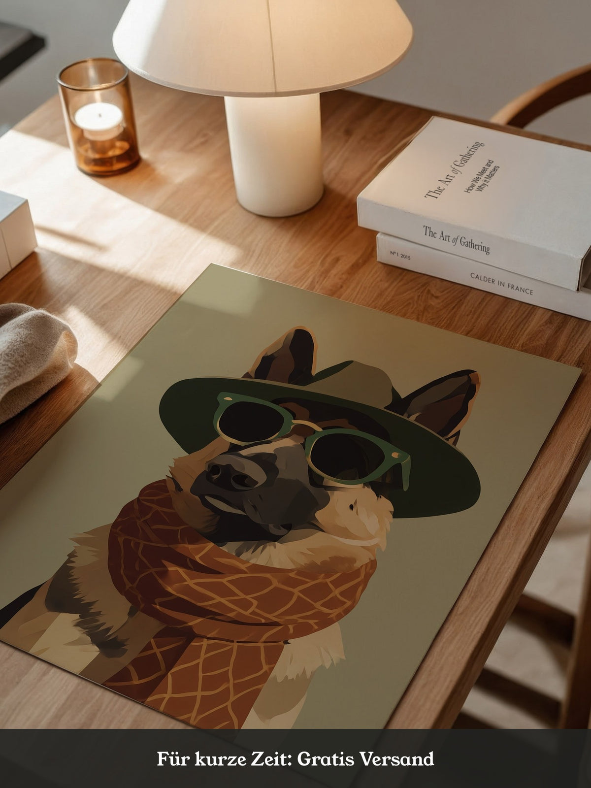 Hund mit Hut und Sonnenbrille