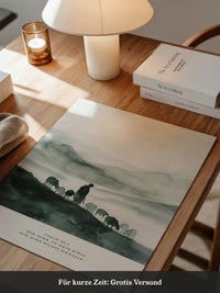 Hirte mit Schafen Aquarell