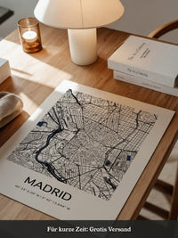 Stadtkarte Madrid – Schwarz auf Weiß