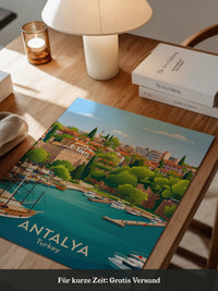 Antalya Hafen Bunte Illustration