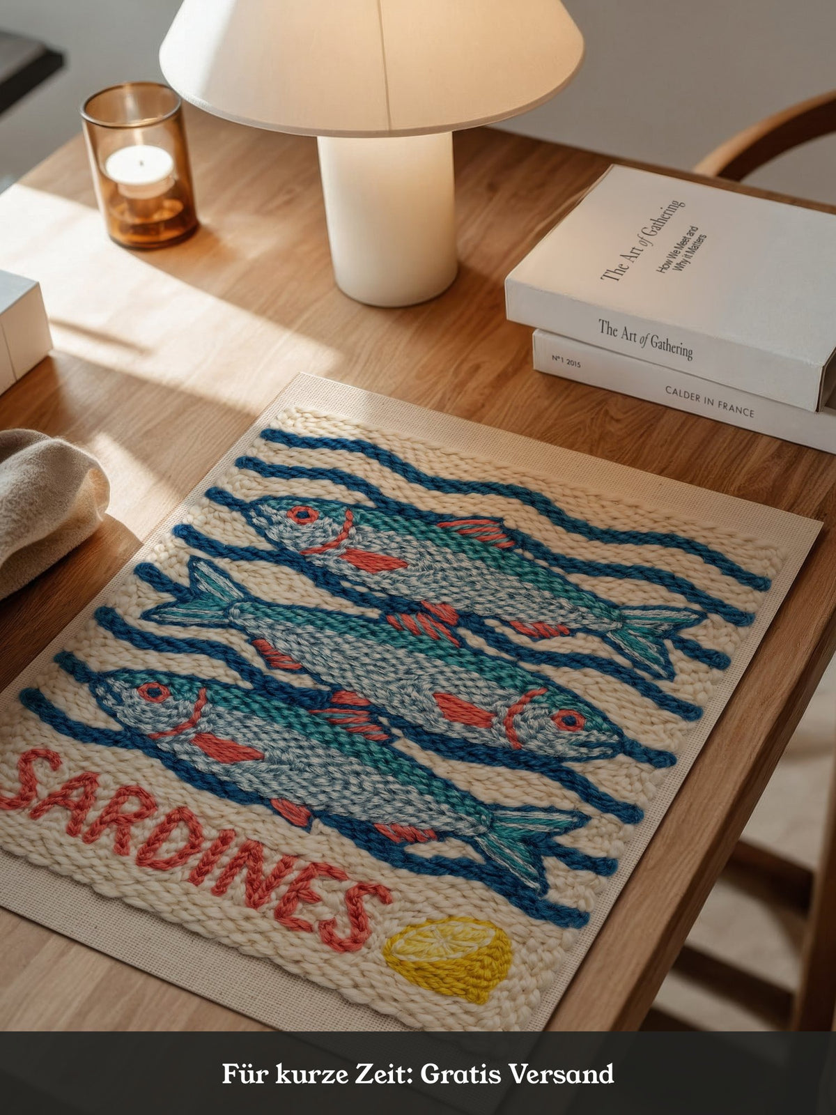 Sardinen Stickerei Wellenmuster
