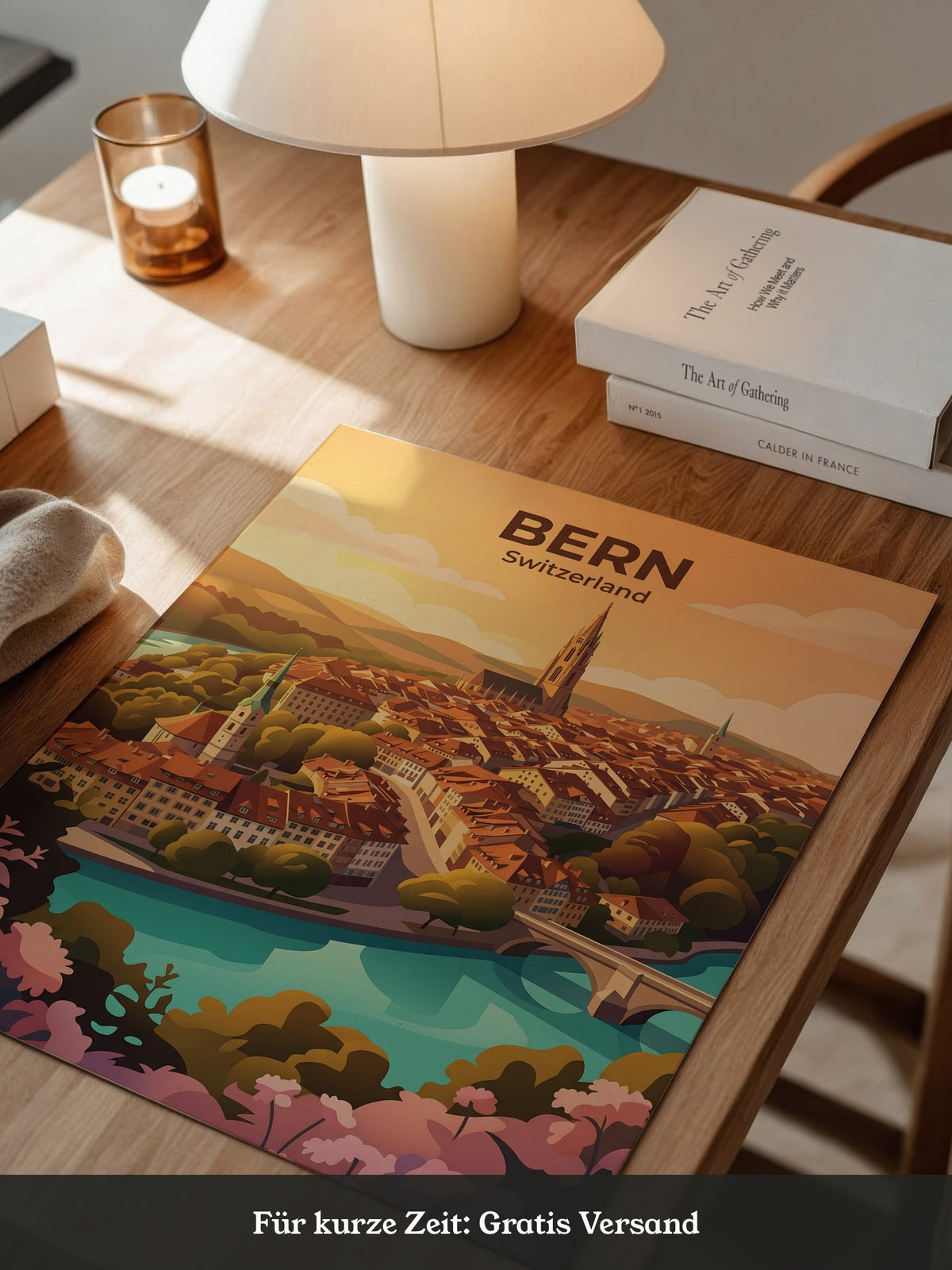 Bern Altstadt Sonnenaufgang Illustration