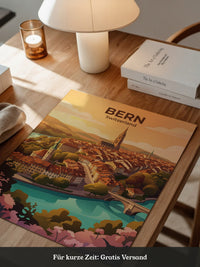 Bern Altstadt Sonnenaufgang Illustration