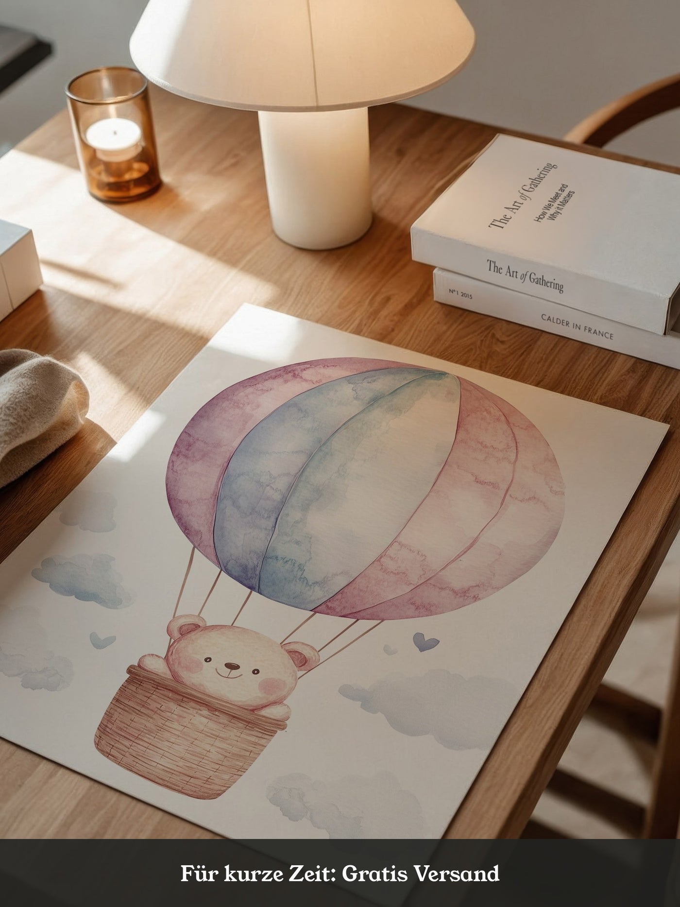 Heißluftballon Teddy Pastell