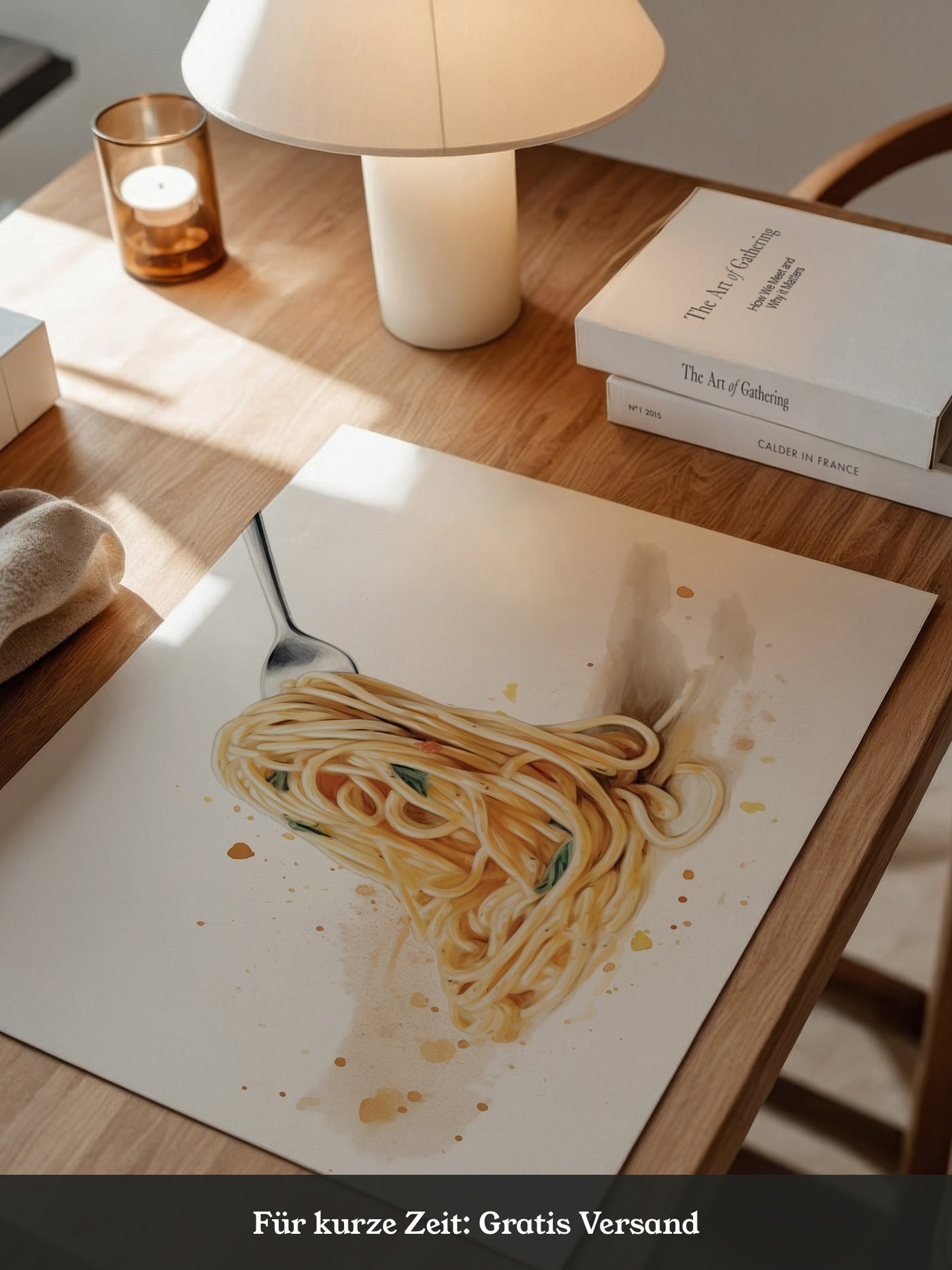 Spaghetti Gabel Aquarell