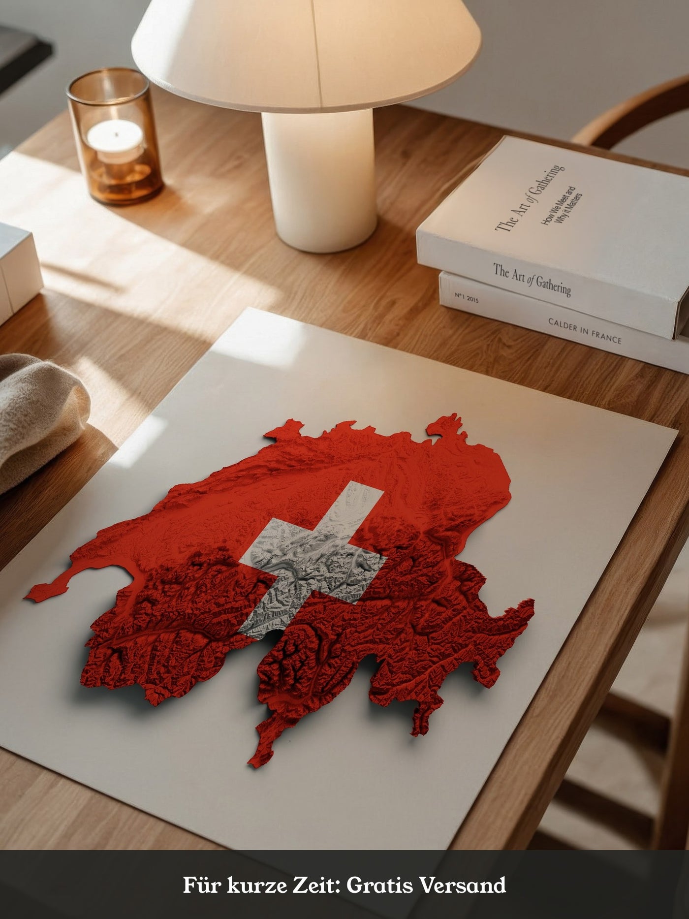 Schweiz Landkarte Relief Rot