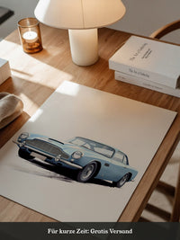 Klassiker auf Rädern – Blauer Oldtimer-Illustration