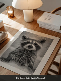 Waschbär Schaum Schwarzweiß