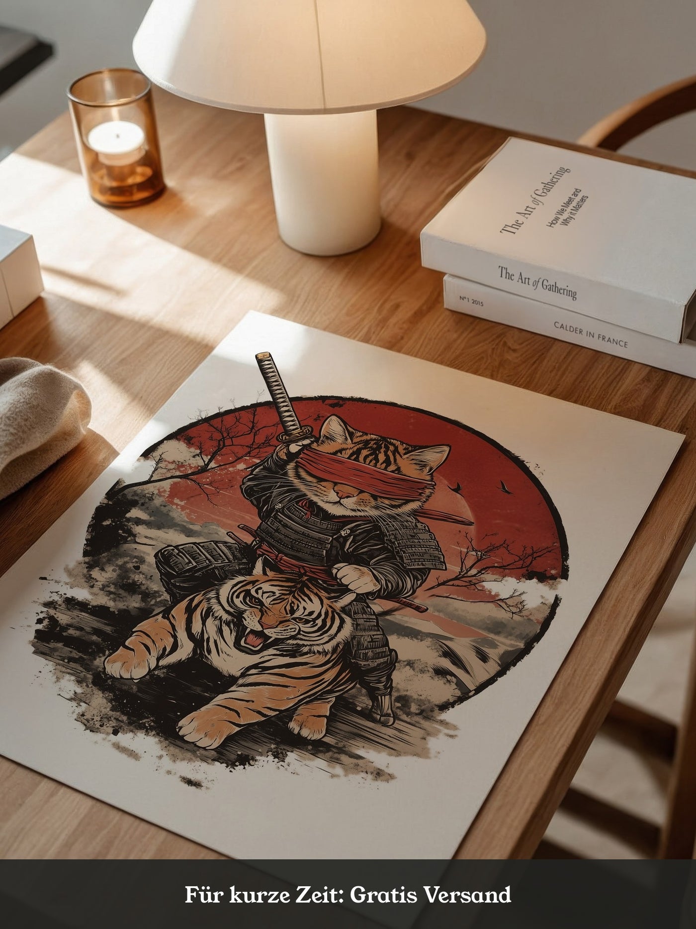 Katzen-Ninja auf Tiger Retro Japan